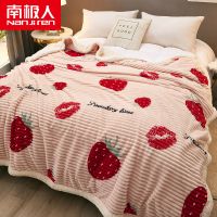 珊瑚绒毛毯双层冬季加厚毯子午睡单双人宿舍学生被子床单 双层加厚加绒款[草莓之吻] 180*200双人毯 约3.6斤