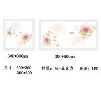 集成吊顶led灯厨房灯具300*600铝扣板灯卫生间嵌入式led平板灯 花容月貌 白边 30*60 高亮48瓦