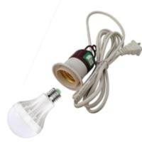 家用照明灯泡灯头线灯座延长线电灯带开关灯座E27节能灯口LED灯 线长2米带15WLED白光灯泡