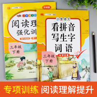 2021版小学生三年级下册阅读理解强化训练题人教版部编语文专项训练看拼音写词语练习册作业本写字本练字帖同步阅读天天练每日
