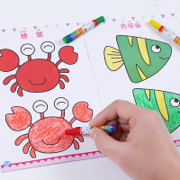 幼儿童涂色本画画书 宝宝启蒙涂鸦填色本图画册绘画书2-3-4-5-6岁 宝宝涂色画12本+36色油画棒