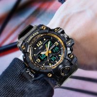 防水电子手表男士潮流时尚中学生表韩版简约运动闹钟特种兵夜光表 971潮酷金[50米防水+秒表闹钟]