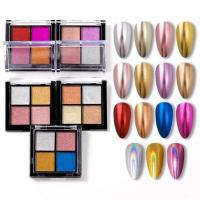 热卖美甲固态魔镜粉镭射粉一盒四色持久不掉色镜面粉钛金粉装饰品 任选两款组合(备注客服送棉棒)