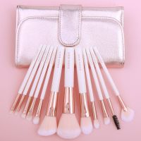 粉色少女心化妆刷套装软毛初学者化妆工具眼影刷散粉刷唇刷眉刷 12支清晰粉+刷包