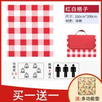 野餐垫户外加厚便携式野炊网红休闲防水防潮地垫子家用室内野餐布 洗涤棉2米红白格子