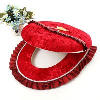 加厚马桶垫坐便器垫粘扣式马桶坐垫马桶套坐便套坐便器保暖坐垫 两件套红色(坐垫+盖)