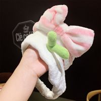 [再送4件套]洗脸束发带可爱鹿角发箍女简约毛绒防滑头箍敷面膜 1#粉色波点+白色小草[升级面料]