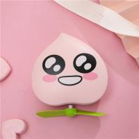 创意桃心美妆镜带灯迷你小镜子小风扇可充电女随身便携led化妆镜 桃心(大眼笑)