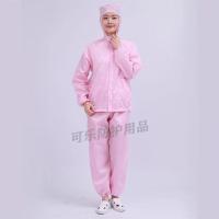 防尘服连帽分体无尘服防静电衣服女防护蓝白色喷漆工作厂服套装男 粉色 连帽上衣+裤子 S