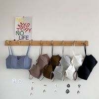 新款网红风美背内衣女学生韩版甜美性感无钢圈文胸聚拢防走光抹胸 灰色+白色（2件装） 小码（70-110斤）