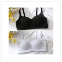内衣女新款无钢圈大学生高中少女小胸聚拢防下垂纯棉薄款文胸胸罩 黑色+白色 32/70(a/b通用)
