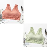 [75-180斤]无痕美背新款内衣女聚拢无钢圈性感乳胶文胸冰丝胸罩 两件装[橘红+绿色] XL[130-150斤]