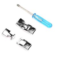 五代懒人免系绑时尚休闲弹力松紧儿童成人男女挂钩扁鞋带白黑彩色 银色金属配件(2套)不含鞋带