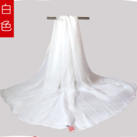 超长大红色丝巾春秋洋气女纱巾百搭薄冬季围巾防晒披肩纯色沙滩巾 白色