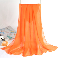 春秋丝巾女韩版文艺纱巾防晒夏季百搭长款纯色围巾形体披肩广场舞 桔色