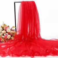 2021新款薄丝巾女春秋冬款洋气时尚百搭长款围巾纱巾披肩妈妈夏季 大红