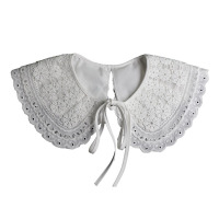 三层重工刺绣花瓣假领子女百搭 蕾丝斗篷镂空装饰领花边小披肩 白色