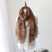 秋冬新款披巾女豹纹丝巾大披肩韩版保暖围脖长款围巾长巾 大豹纹深咖