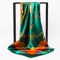 韩禾 柔滑缎面大方巾装饰头巾油画围巾披肩女丝巾90CM 723号色