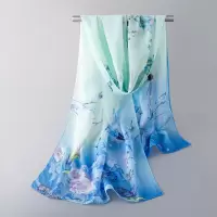 雪纺小丝巾女春秋围巾韩版女披肩女纱巾女沙滩巾多功能长款ins XQ水蓝