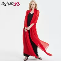 红色丝巾围巾女夏季薄款防晒长款纱巾春秋大方巾中国红围脖披肩 300*150CM(特大款)
