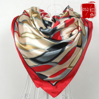 90CM印花大方巾 女士时尚装饰丝巾丝绸方形丝巾围巾披肩(第1组) 90CM大方巾-52#红色