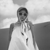 ins丝巾大方巾围巾披肩条纹复古沙漠拍照凹造型中卫旅游丝巾围巾 白条纹(90cm*90cm)