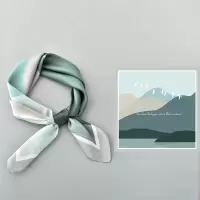 原创设计手绘插画小方巾女丝巾百搭装饰小领巾披肩围巾两用 绵绵青山