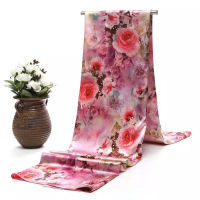 杭州丝绸围巾丝巾绸缎丝质超长款披肩印花真丝长巾女士四季秋冬巾 14号