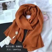 焦糖色围巾女薄款棉麻春秋冬季韩版纯色文艺百搭长款披肩亚麻丝巾 焦糖色