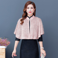 斗篷披肩女夏雪纺小碎花古风遮阳薄款宽松上衣配裙子防晒外搭披风 藕粉[贵妃绒秋款]