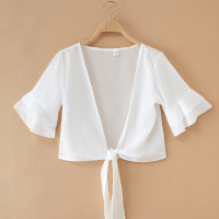 披肩夏季配裙子百搭外套小披肩蕾丝透气仙气披肩很仙开衫配吊带裙 雪纺披肩白色M