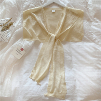 超好戴!柔软显白~ins冰丝坎肩百搭假两件围巾女装饰打结外搭披肩 雅米色(混色线)