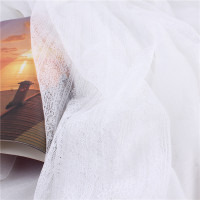 日系蕾丝拼接棉麻围巾女亚麻百搭秋冬款冬季薄长款纯色丝巾披肩 白色