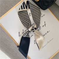 披肩韩版小丝巾飘带女百搭装饰绑包用字母双面丝巾围巾领巾 黑色