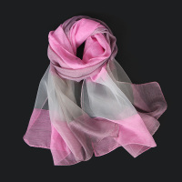 丝巾女冬季薄款超大围巾沙滩巾丝巾女妈妈款雪纺纱巾百搭防晒披肩 缎条渐变粉红紫