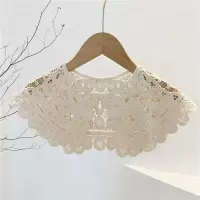 珍珠扣外搭镂空坎肩小披肩百搭减龄假领子日系甜美风短款装饰披肩 米色