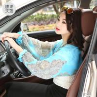 开车防晒小披肩袖套夏季女电车练车神器围巾丝巾沙滩巾骑车防晒衣 天蓝色