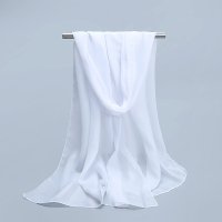 百搭舞蹈丝巾韩版 雪纺纱巾春秋夏季单色薄款围巾白色披肩长款 白色
