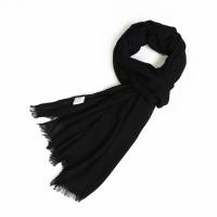 棉麻围巾春秋薄款男女通用黑色白色长款丝巾日系百搭纯色的披肩 黑色