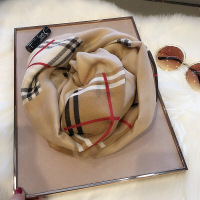 韩版春秋棉麻格子丝巾女复古百搭多功能围巾冬季保暖外搭纱巾披肩 卡其格 1-3