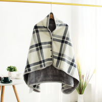 披毯午睡学生披肩盖毯披风被斗篷冬季加厚护膝午休被2020男女外搭 灰白格80*130