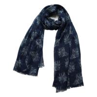 新品英国大牌 优雅藏青色大象印花女丝巾围巾披肩春秋冬 原单 藏青色