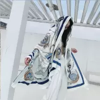超大丝巾时尚薄款旅游海边百搭披肩围巾两用纱巾女春秋百变沙滩巾 帆船白色