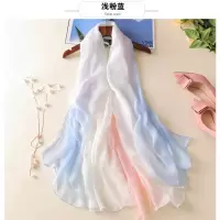 春秋季女长款百搭纱巾超大薄沙滩巾春天旅游海边防晒丝巾围巾披肩 浅粉蓝