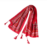 大西北旅游拍照红色防晒披肩女沙漠旅游衣服民族风薄款围巾丝巾 红色