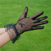 蕾丝手套女薄款黑色性感镂空复古优雅花边夜上海滩旗袍表演春秋季 黑色