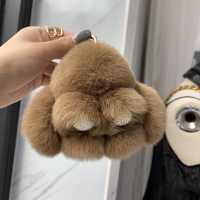 韩国ins獭兔毛小兔子皮草挂件呆萌装死挂饰兔包包挂饰 汽车钥匙扣 咖啡色钻脚丫
