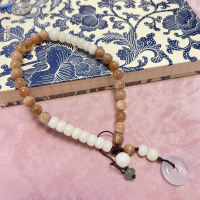 中国风菩提子挂脖挂手腕长款短手机链古风挂绳女款男项链挂件网红 菩提太阳石_瑧梦平安扣26cm挂腕