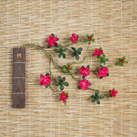 实木创意花插门厅客厅茶室墙壁挂件装饰壁饰拍摄道具花瓶碳化工艺 三线花插加红色杜鹃花